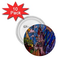 Castle Building Stained Glass 1 75  Buttons (10 Pack) by Cendanart