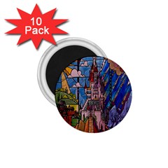 Castle Building Stained Glass 1 75  Magnets (10 Pack)  by Cendanart