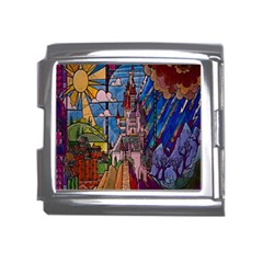 Castle Building Stained Glass Mega Link Italian Charm (18mm) by Cendanart