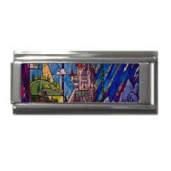 Castle Building Stained Glass Superlink Italian Charm (9mm) by Cendanart