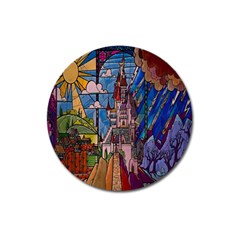 Castle Building Stained Glass Magnet 3  (round) by Cendanart