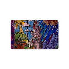 Castle Building Stained Glass Magnet (name Card) by Cendanart