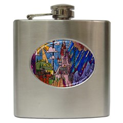 Castle Building Stained Glass Hip Flask (6 Oz) by Cendanart