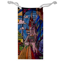 Castle Building Stained Glass Jewelry Bag by Cendanart