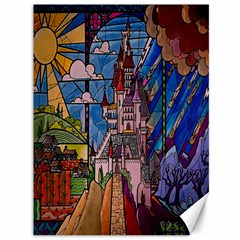 Castle Building Stained Glass Canvas 36  X 48  by Cendanart