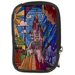 Castle Building Stained Glass Compact Camera Leather Case by Cendanart