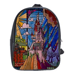 Castle Building Stained Glass School Bag (large)