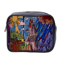 Castle Building Stained Glass Mini Toiletries Bag (two Sides) by Cendanart