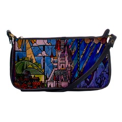 Castle Building Stained Glass Shoulder Clutch Bag by Cendanart