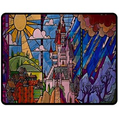 Castle Building Stained Glass Fleece Blanket (medium) by Cendanart