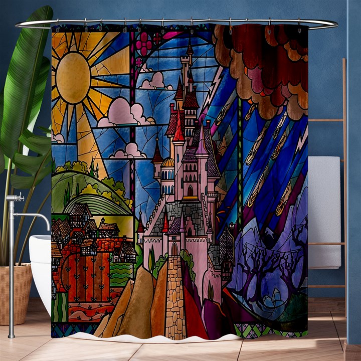 Castle Building Stained Glass Shower Curtain 60  x 72  (Medium) 