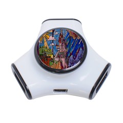 Castle Building Stained Glass 3-port Usb Hub by Cendanart