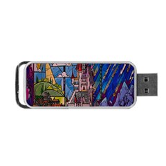 Castle Building Stained Glass Portable Usb Flash (one Side) by Cendanart