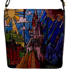 Castle Building Stained Glass Flap Closure Messenger Bag (s) by Cendanart