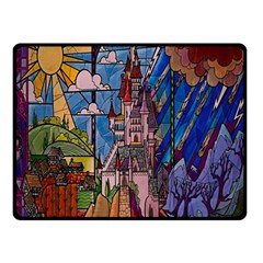 Castle Building Stained Glass Two Sides Fleece Blanket (small) by Cendanart