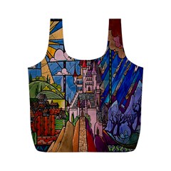 Castle Building Stained Glass Full Print Recycle Bag (m) by Cendanart