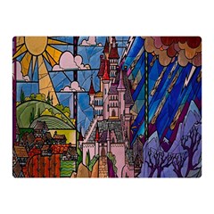 Castle Building Stained Glass Two Sides Premium Plush Fleece Blanket (mini) by Cendanart