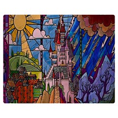 Castle Building Stained Glass Two Sides Premium Plush Fleece Blanket (medium) by Cendanart