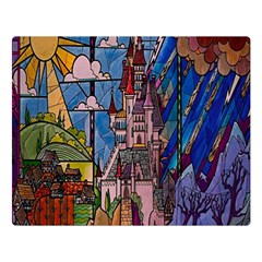 Castle Building Stained Glass Two Sides Premium Plush Fleece Blanket (large) by Cendanart