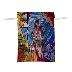 Castle Building Stained Glass Lightweight Drawstring Pouch (s) by Cendanart