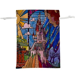 Castle Building Stained Glass Lightweight Drawstring Pouch (xl) by Cendanart