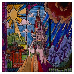 Castle Building Stained Glass Lightweight Scarf  by Cendanart