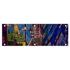 Castle Building Stained Glass Banner And Sign 6  X 2  by Cendanart