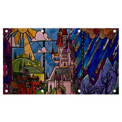 Castle Building Stained Glass Banner And Sign 7  X 4  by Cendanart