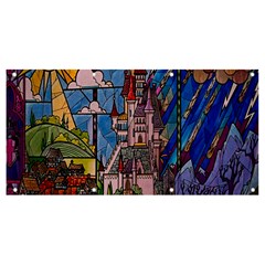 Castle Building Stained Glass Banner And Sign 8  X 4  by Cendanart