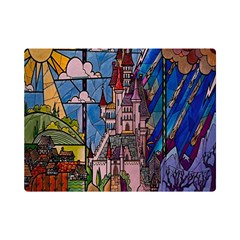 Castle Building Stained Glass Premium Plush Fleece Blanket (mini) by Cendanart