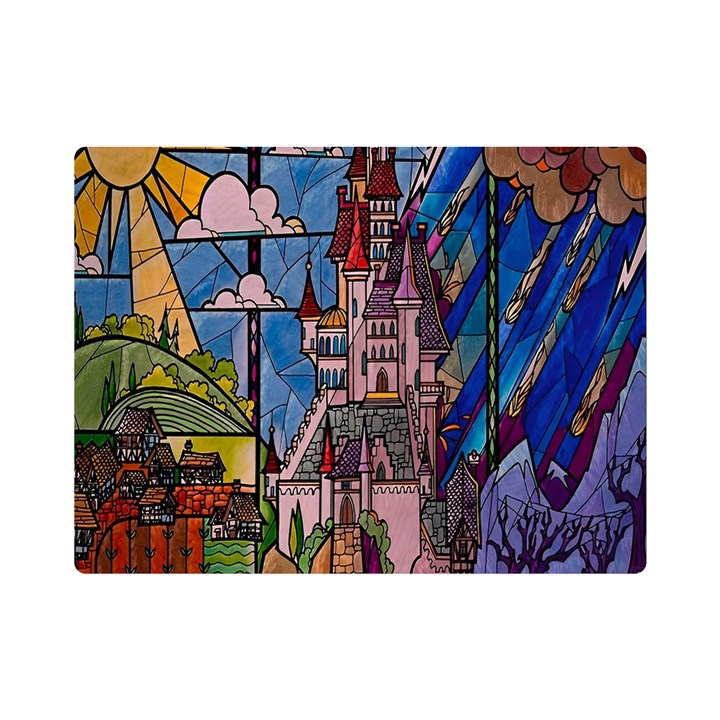 Castle Building Stained Glass Premium Plush Fleece Blanket (Mini)