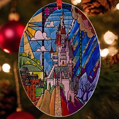 Castle Building Stained Glass Uv Print Acrylic Ornament Oval by Cendanart