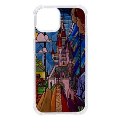 Castle Building Stained Glass Iphone 14 Tpu Uv Print Case by Cendanart