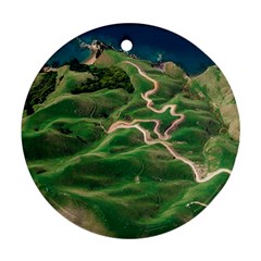 Coast Aerial View Beautiful Landscape Nature Ocean Road Graphy Aerial Coast Drone Ornament (round) by Bedest