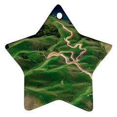 Coast Aerial View Beautiful Landscape Nature Ocean Road Graphy Aerial Coast Drone Ornament (star) by Bedest