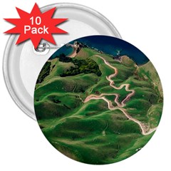 Coast Aerial View Beautiful Landscape Nature Ocean Road Graphy Aerial Coast Drone 3  Buttons (10 Pack)  by Bedest