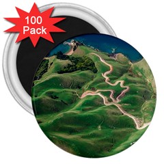 Coast Aerial View Beautiful Landscape Nature Ocean Road Graphy Aerial Coast Drone 3  Magnets (100 Pack) by Bedest