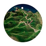 Coast Aerial View Beautiful Landscape Nature Ocean Road Graphy Aerial Coast Drone Round Ornament (Two Sides) Back