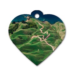 Coast Aerial View Beautiful Landscape Nature Ocean Road Graphy Aerial Coast Drone Dog Tag Heart (one Side) by Bedest