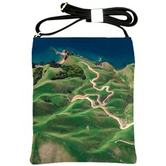 Coast Aerial View Beautiful Landscape Nature Ocean Road Graphy Aerial Coast Drone Shoulder Sling Bag by Bedest