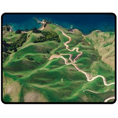 Coast Aerial View Beautiful Landscape Nature Ocean Road Graphy Aerial Coast Drone Fleece Blanket (medium) by Bedest