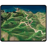 Coast Aerial View Beautiful Landscape Nature Ocean Road Graphy Aerial Coast Drone Fleece Blanket (Medium) 60 x50  Blanket Front