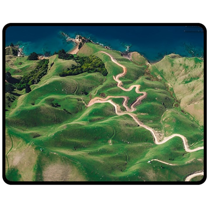 Coast Aerial View Beautiful Landscape Nature Ocean Road Graphy Aerial Coast Drone Fleece Blanket (Medium)