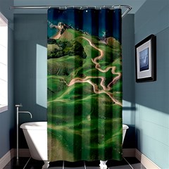 Coast Aerial View Beautiful Landscape Nature Ocean Road Graphy Aerial Coast Drone Shower Curtain 36  X 72  (stall)  by Bedest