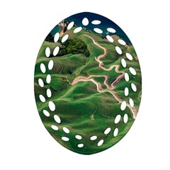 Coast Aerial View Beautiful Landscape Nature Ocean Road Graphy Aerial Coast Drone Ornament (oval Filigree) by Bedest