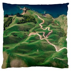 Coast Aerial View Beautiful Landscape Nature Ocean Road Graphy Aerial Coast Drone Large Cushion Case (one Side) by Bedest