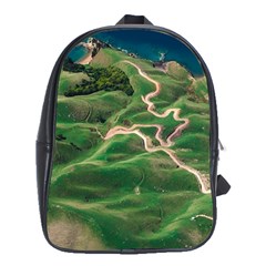 Coast Aerial View Beautiful Landscape Nature Ocean Road Graphy Aerial Coast Drone School Bag (xl) by Bedest