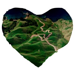 Coast Aerial View Beautiful Landscape Nature Ocean Road Graphy Aerial Coast Drone Large 19  Premium Heart Shape Cushions by Bedest