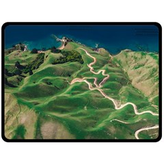 Coast Aerial View Beautiful Landscape Nature Ocean Road Graphy Aerial Coast Drone Two Sides Fleece Blanket (large) by Bedest