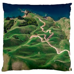 Coast Aerial View Beautiful Landscape Nature Ocean Road Graphy Aerial Coast Drone Standard Premium Plush Fleece Cushion Case (one Side) by Bedest